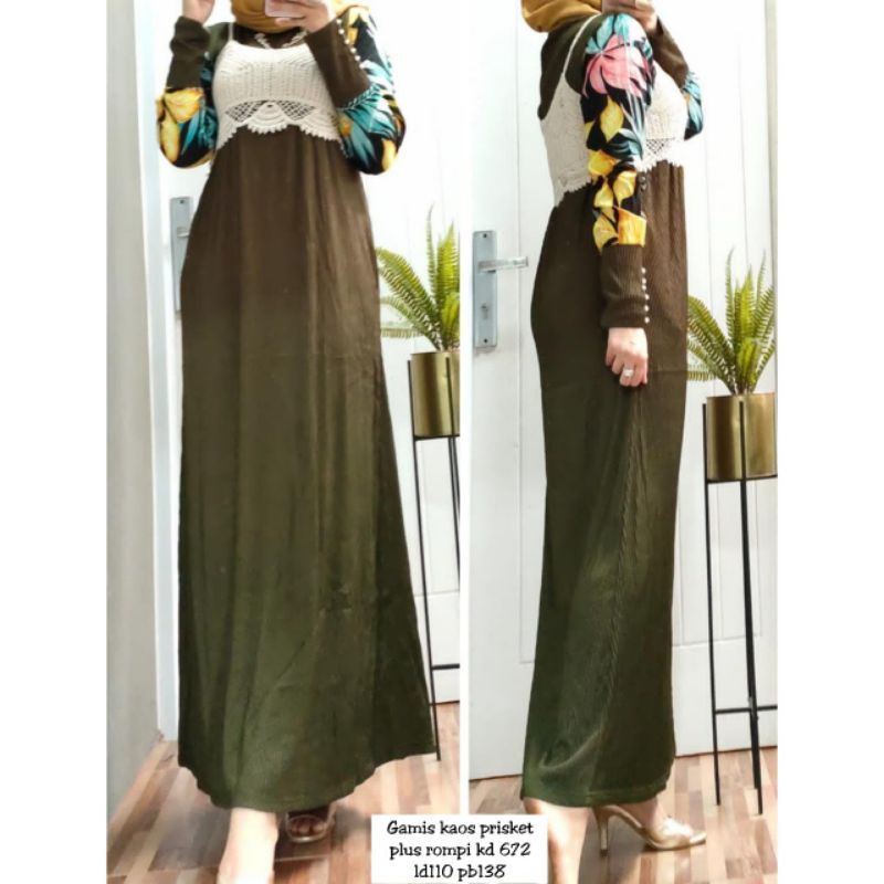 gamis rompi/vest (bisa dilepas)