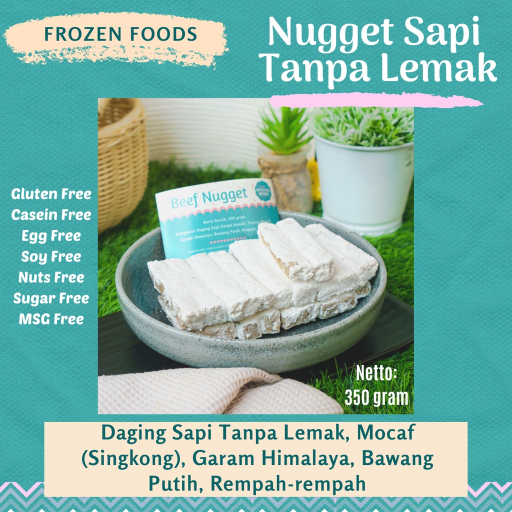

Nugget Sapi Tanpa Lemak 350g - Gluten Free, Non MSG - Diet Special Needs