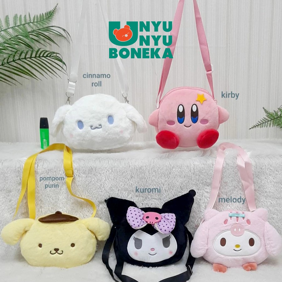 Tas sandang slempang melody cinnamorol pompompurin kirby kuromi dompet