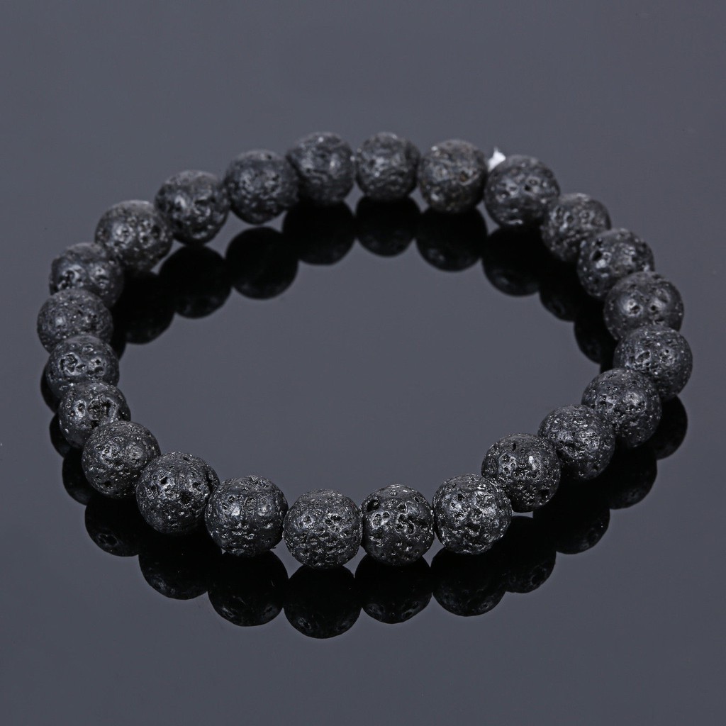 7.7 BIG SALE Men'S Lava Stone Rock Beaded Stretch Yoga Gemstone Mala Bracelet 8Mm Beads