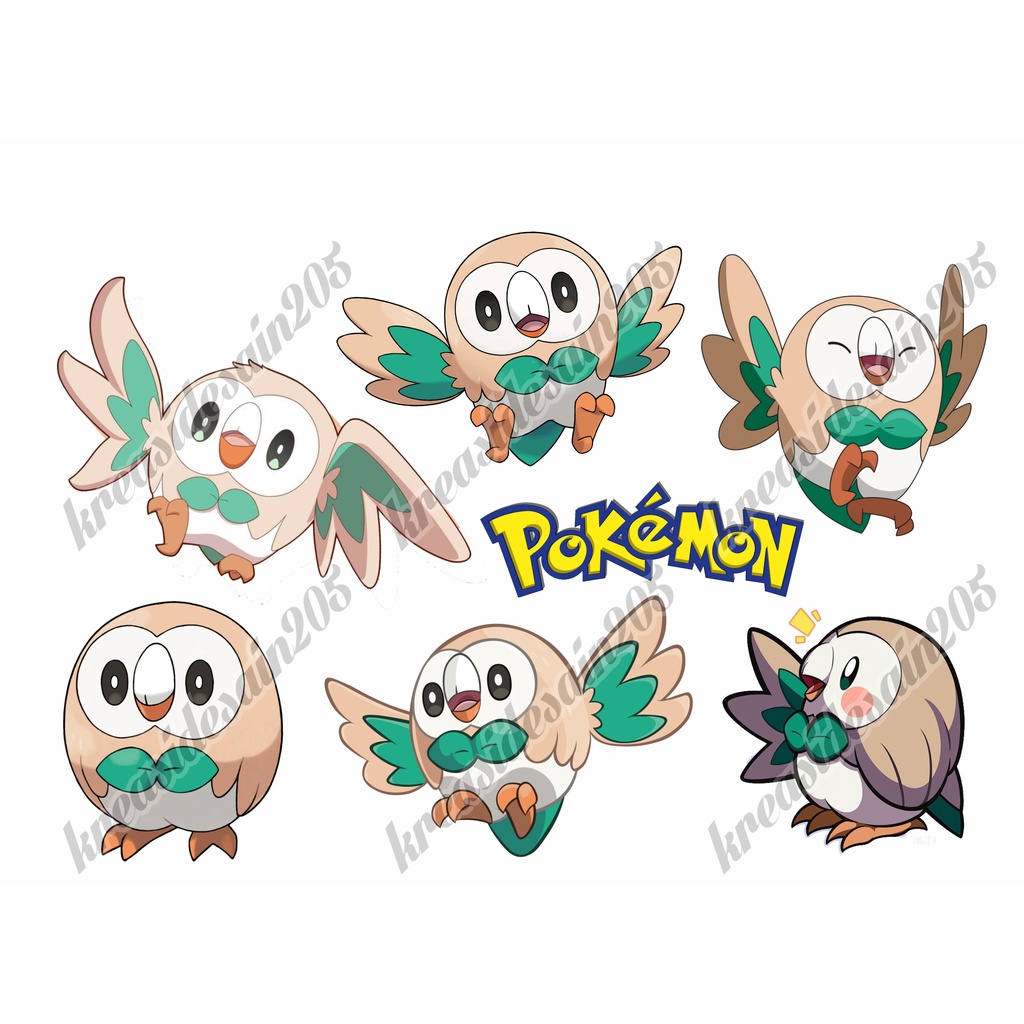 stiker pokemon/pokemon rowlet/ stiker anime/stiker laptop /stiker / burung hantu/chibi /stiker motor