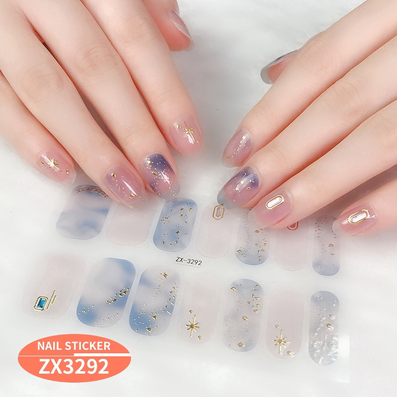 Stiker Kuku 3d Desain Berlian Mutiara Permata Warna Gradasi Laser Untuk Manicure Zx3277-3294