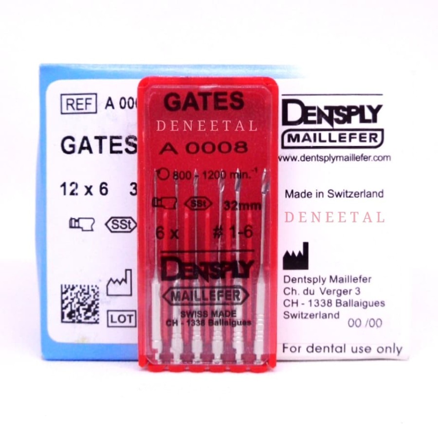GATES GLIDEN DRILL DENTSPLY MAILLEFER SWITZERLAND #1-6 28mm 32mm