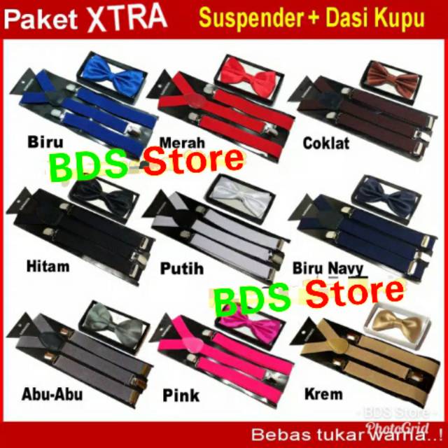 Paket hemat suspender+dasi kupu kupu ready stok