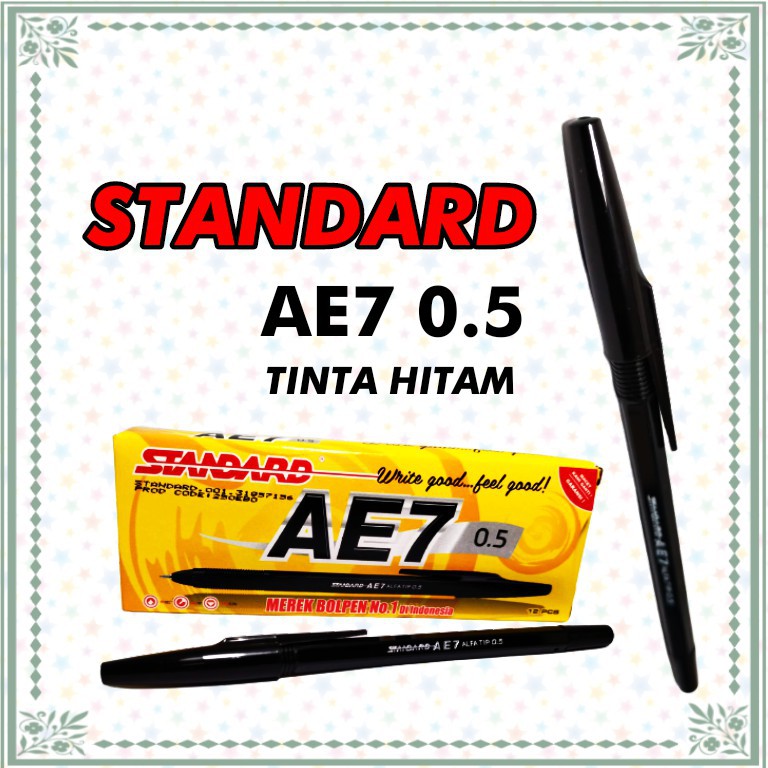 

[1 LUSIN] 12 pcs Standard AE7 0.5 pulpen bolpen bolpoin polpen tinta hitam