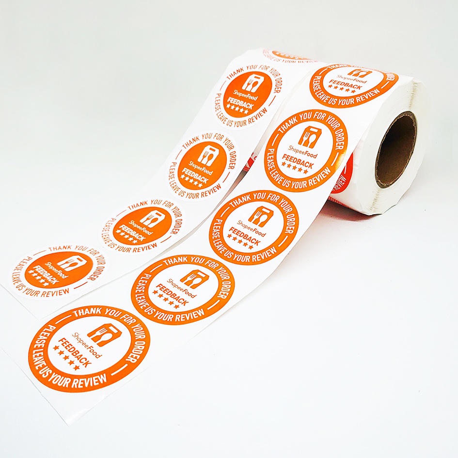 

Stiker Review Feedback SH0PEE Food Sticker Label Thank You Tag 4,5 cm 1 roll/ 500pcs