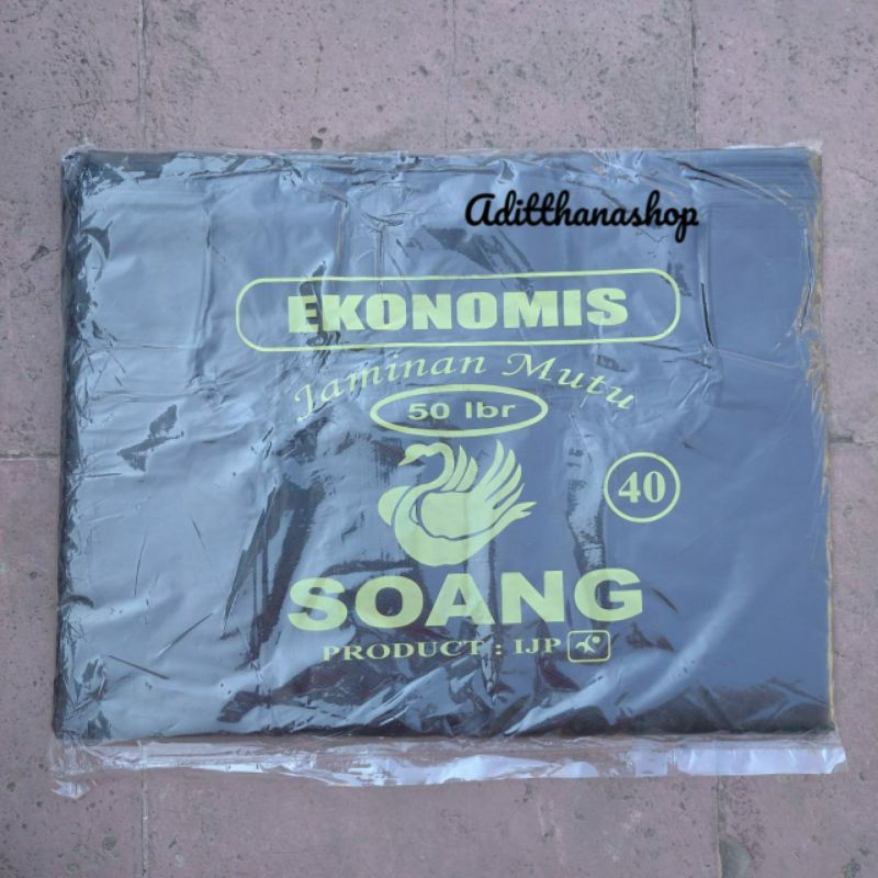 Plastik Kresek Ekonomis Soang ukuran 40 Hitam 40x60 cm Loco Coco Murah