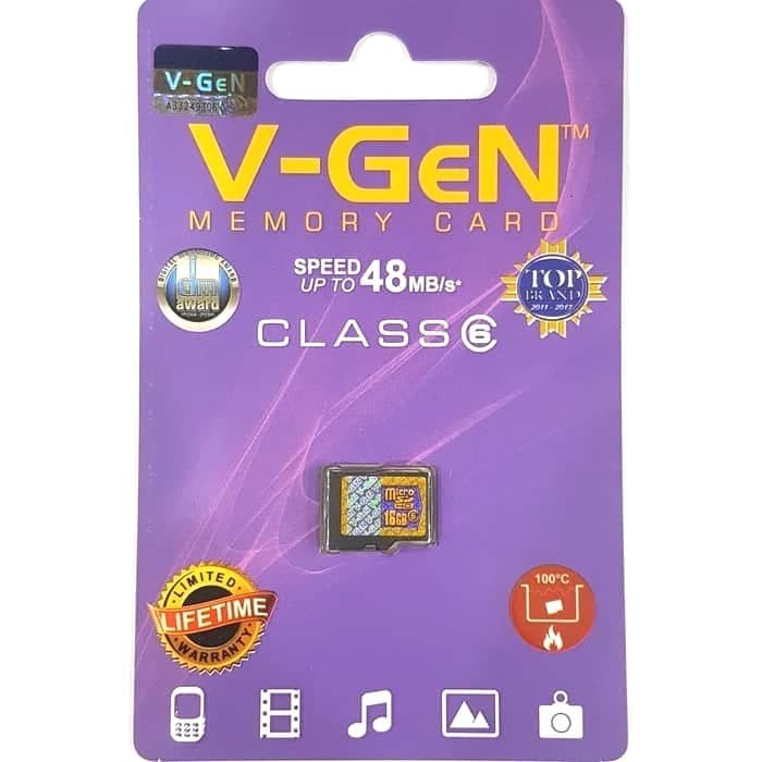 Memory Card Micro SD V-GEN 16GB Class 6 Speed 48 MBPS Memory Card 16GB