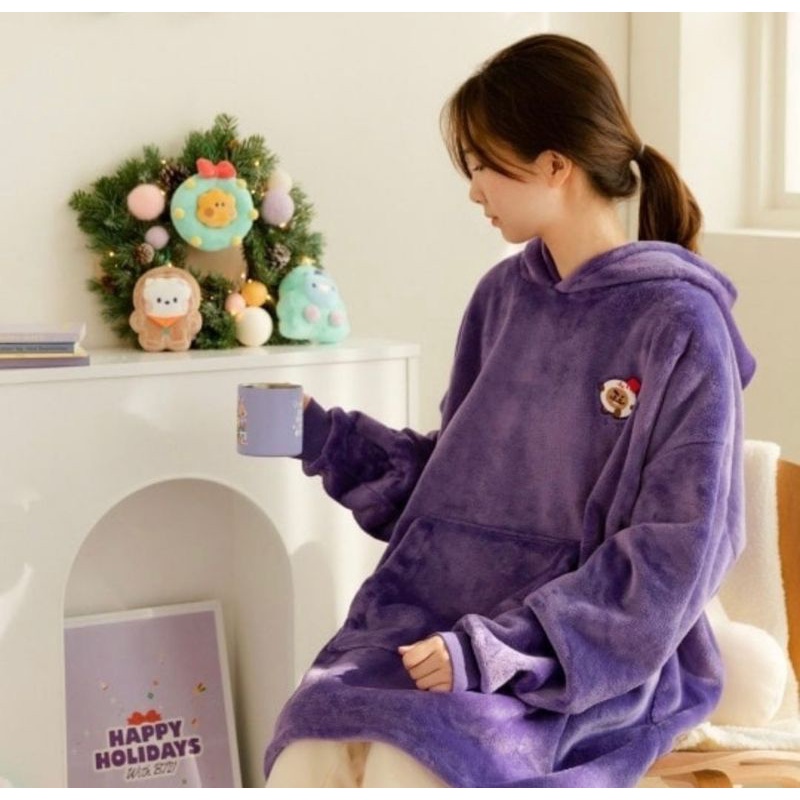 OFFICIAL BT21 HOLIDAY BLANKET HOODIE BAJU
