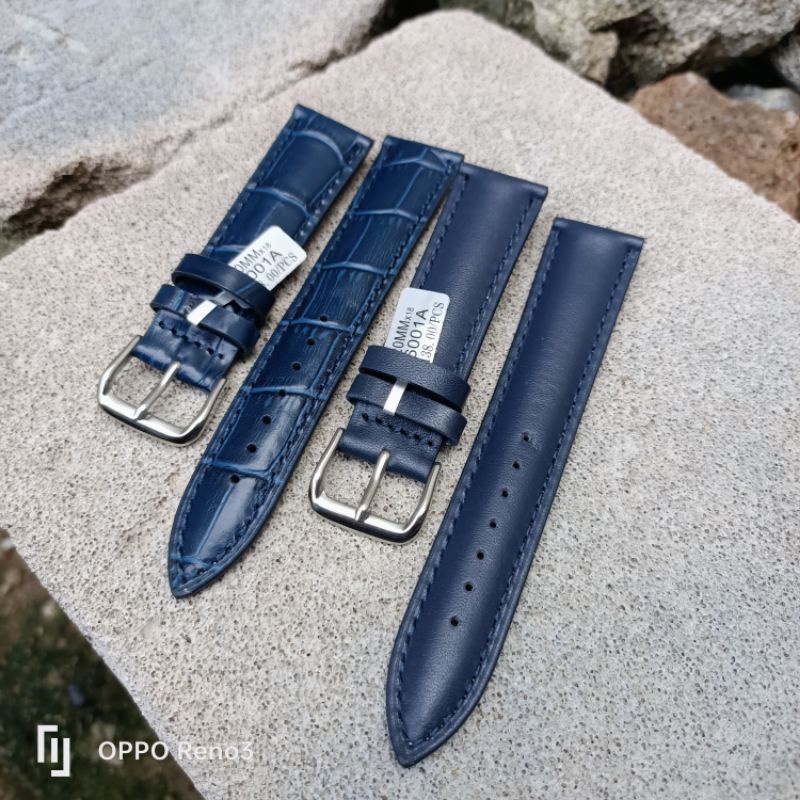 strap jam tangan kulit timeking biru  tali kulit jam tangan timking biru polos dan motif strap jam tangan original