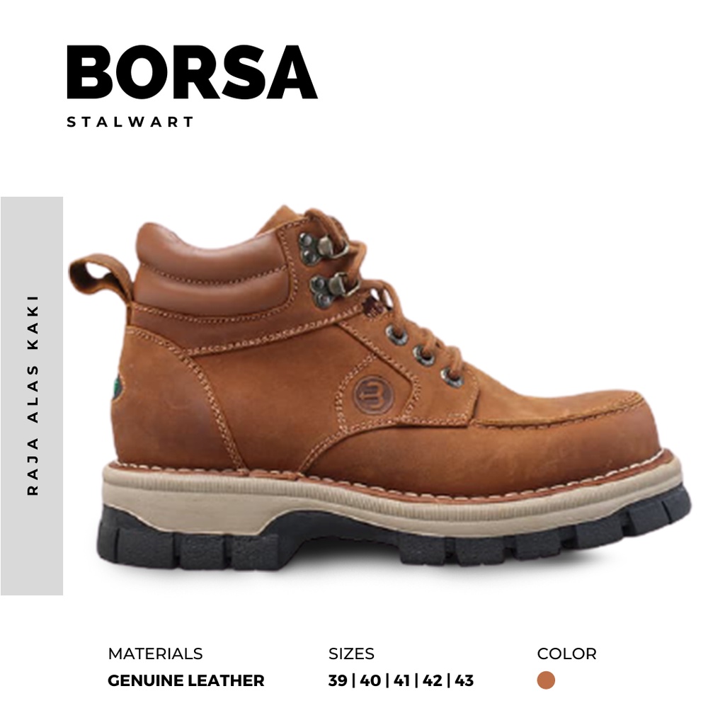 SEPATU BOOTS PRIA KULIT ASLI | BORSA - STALWART