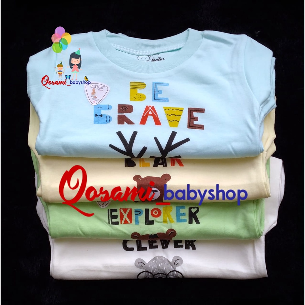 IMOET BABY 4 pcs Kaos Oblong Pendek Bayi Motif Uk S, M, L, XL SNI