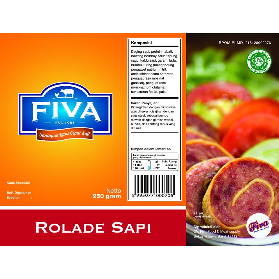 

FIVA Rolade Daging Sapi 250gr