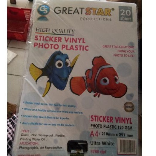 

Plastik Stiker Vinil Sticker Vinyl Photo Plastic A4 120Gsm