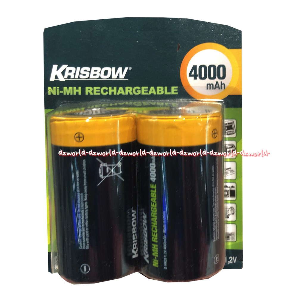 Krisbow Ni MH Rechargeable 4000MAH Baterai D 2Pcs Batrai Bulat Besar Bisa Di charge