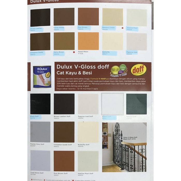 

kayucat- dulux v-gloss 0.8 l v gloss / cat minyak / cat besi warna dof - putih -cat kayu