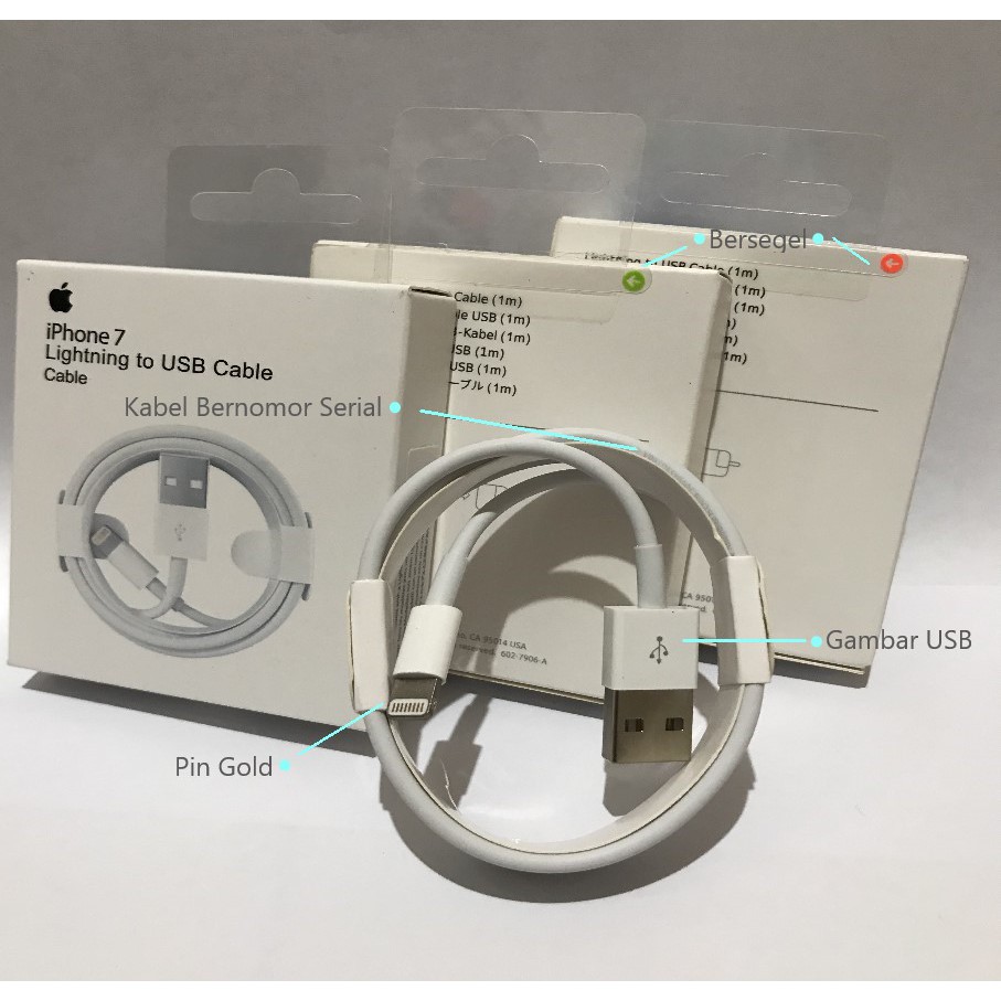 Kabel iPhone Original Kabel Data Charger Cas Casan iPhone 5 6 7 8 X 11Pengisi Daya USB