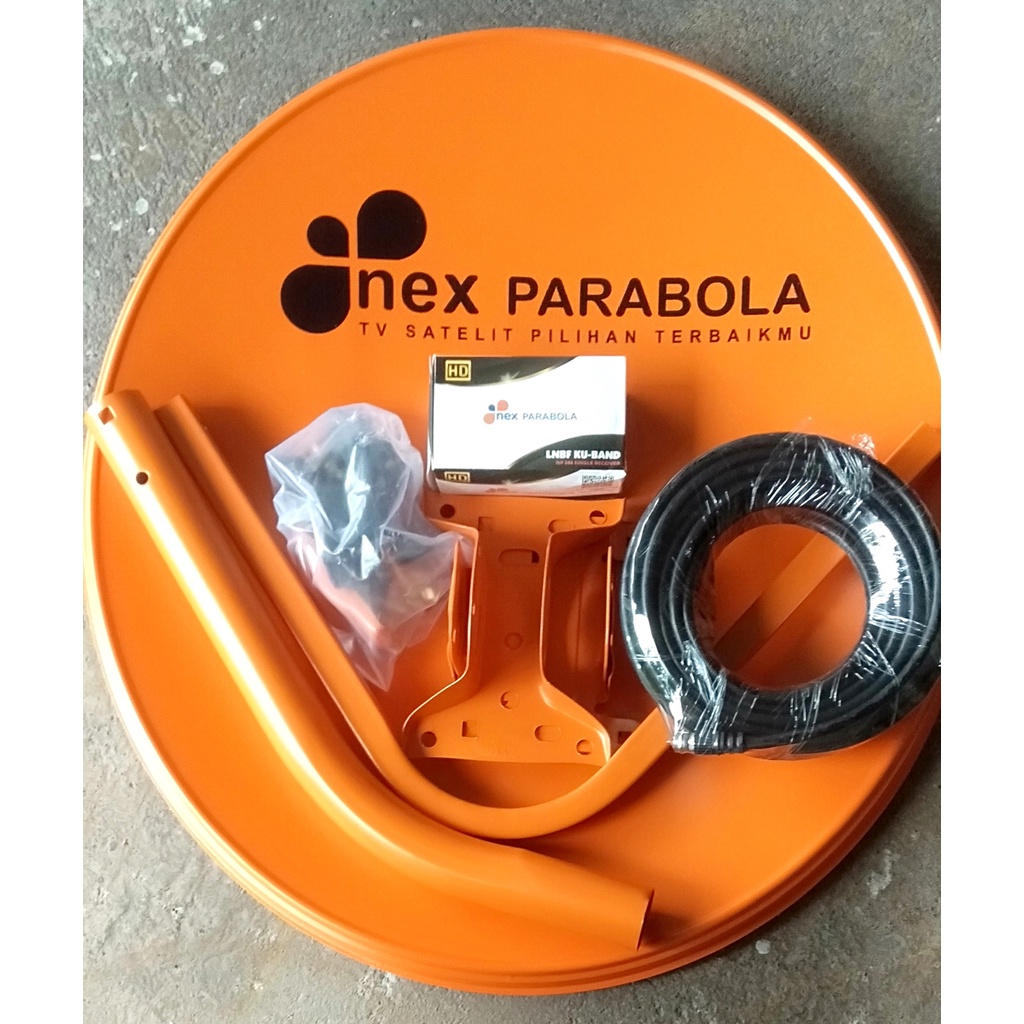 Dish Parabola 45cm Merk NexParabola & LNB & Kabel 15mtr