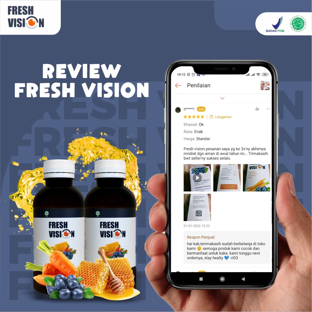 Madu Fresh Vision - Nutrisi Madu Atasi Masalah Mata Tegang Kering Kemerahan Gatal Minus Mines Silinder Cegah Katarak Glukoma Rabun Penglihatan Buram Kabur Isi 200ml