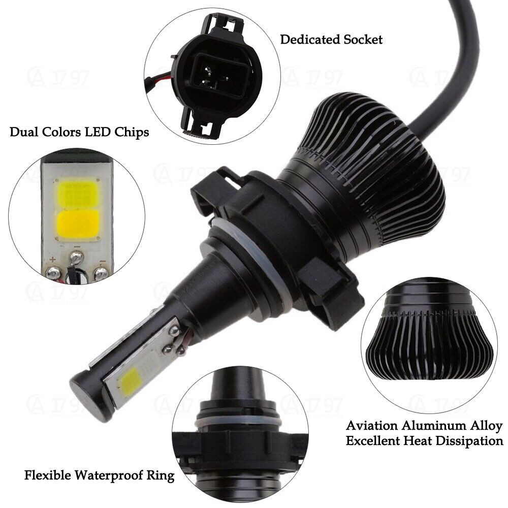 PSx24W 5202 H16 2pcs LED Fog Light Bulbs COB Lamps tow color Strobe Fog Lamp