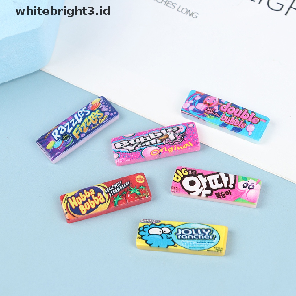 (whitebright3.id) 5pcs / Set Mainan Miniatur Permen / Snack Bahan Resin Untuk Dekorasi Rumah Boneka