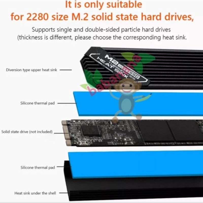 Heatsink ssd m.2 2280 cooler pendingin nvme cooling pad thermal