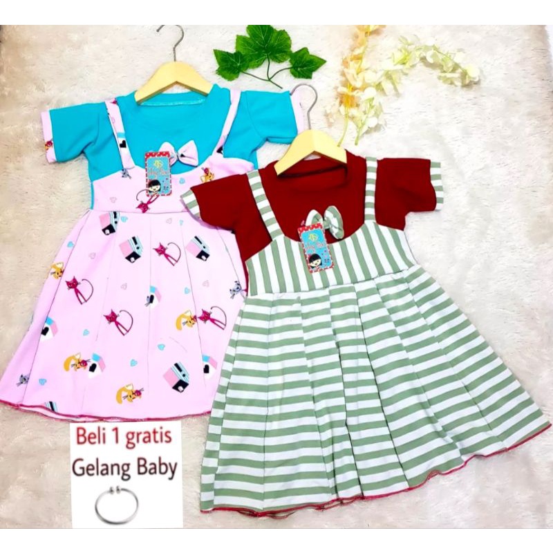 Dress Overall |Dress Anak Perempuan Musim Semi Pakaian Dress Anak Perempuan Beby Bayi 3 Bulan Sampai 4 Tahun Murmer