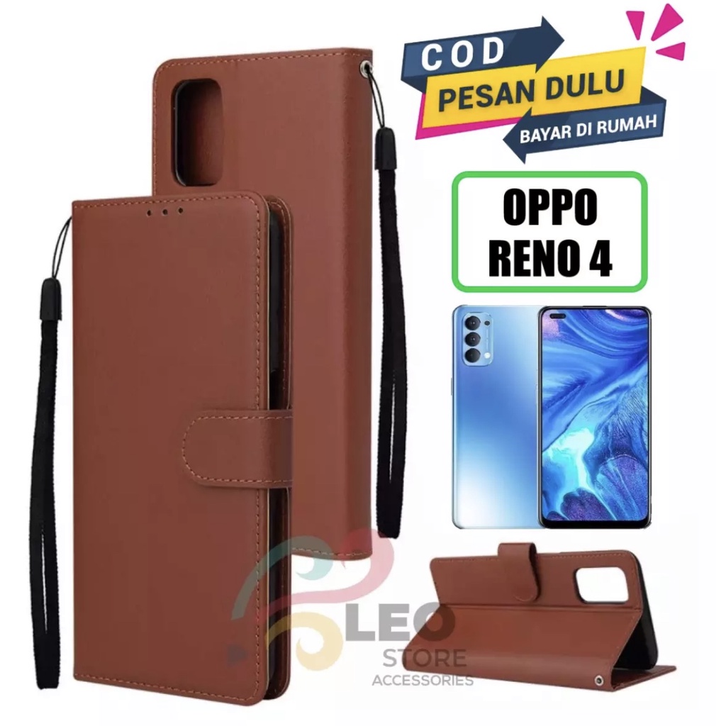 DOMPET HP/SARUNG HP UNTUK OPPO RENO 4 (2020) NEW LEATHER FLIP CASE OPPO RENO 4 (2020) NEW