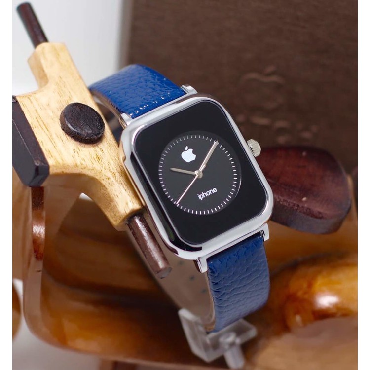 Jam Tangan Wanita / Cewek Iphone Leather Blue Silver