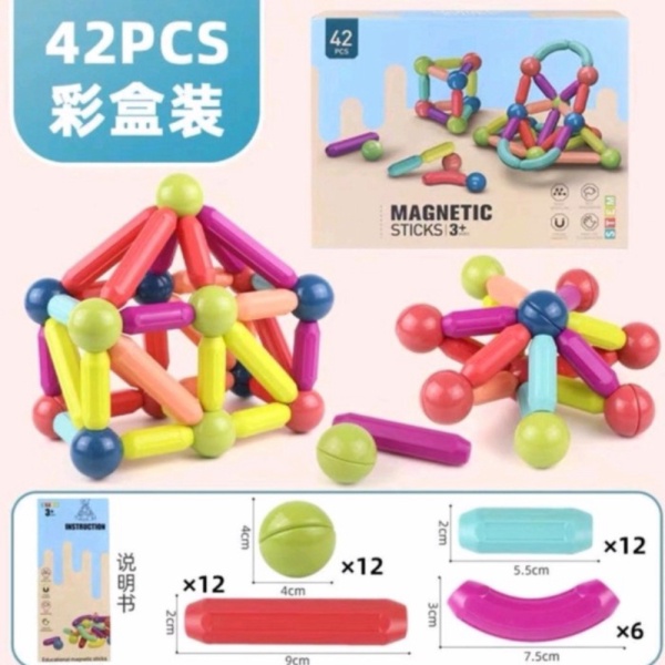 

Magnetic Building Stick Rods and Balls - 42 pcs Murah