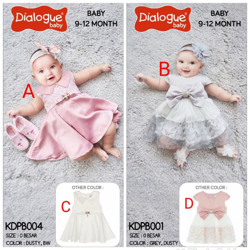 dialogue dress baju pesta bayi perempuan cewek cewe lucu baby