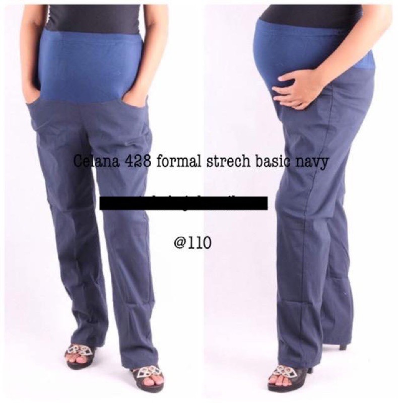 Celana hamil formal strech basic 428 biru