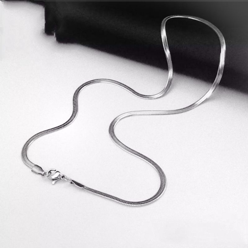 KALUNG TITANIUM GEPENG PRIA WANITA ANTI KARAT