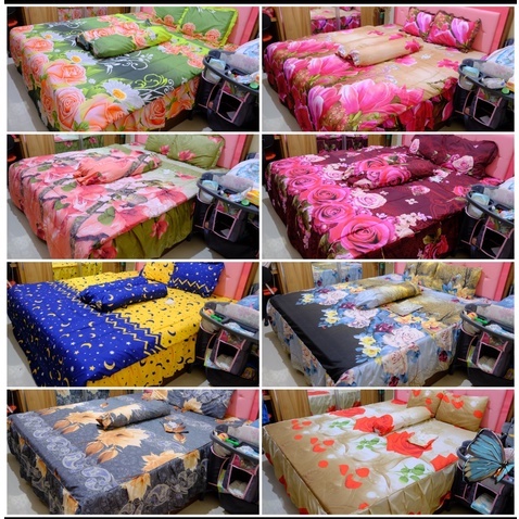 SPREI RUMBAI MOTIF BUNGA UK 160 X 200