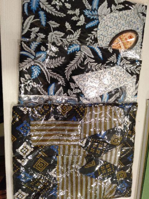 Batik Couple Seragam M L Xl Xxl Atasan Batik Wanita Pria Motif Blarak Biru