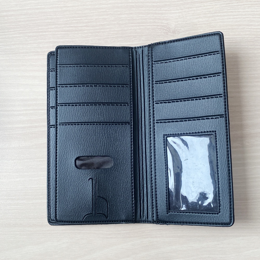 SHOPEE 6.6 SUPER SALE!! Dompet Panjang Pria Lipat Dua Model 3 Dimensi Dompet Panjang Wanita Bahan Full Kulit Dompet Panjang Dompet Kartu Model Casual L1850 - Black