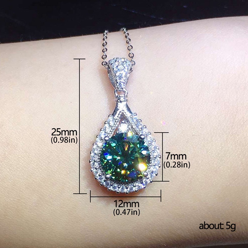 Kalung Liontin Cubic Zirconia Warna Hijau Untuk Wanita