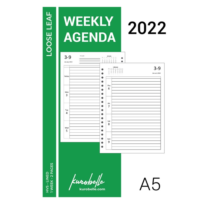 

CODE418 WEEKLY AGENDA 2022 LOOSE LEAF A5 PLANNER NOTEBOOK NOTEPAD DIARY BUKU