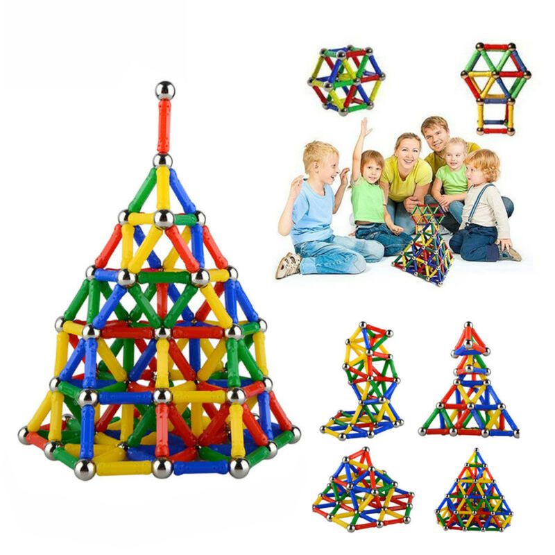 Puzzle Construction Magnetic Building Blocks Sticks Construction Kids Educational Gift Toy Set Self-Locking Bricks