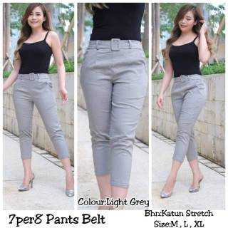 Celana Wanita 7per8 Pants Belt Celana Import Katun Twill Celana Wanita 7per8 Pants Belt Celana Import Katun Twill