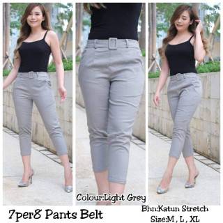  Celana  Wanita  7per8 Pants Belt Celana  Import Katun  Twill  