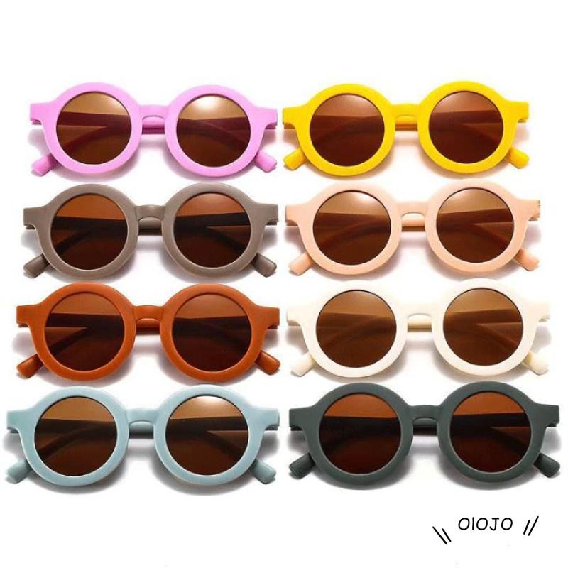 Kacamata Hitam Retro Matte Frame Bulat Untuk Anak Laki-Laki / Perempuan ol2