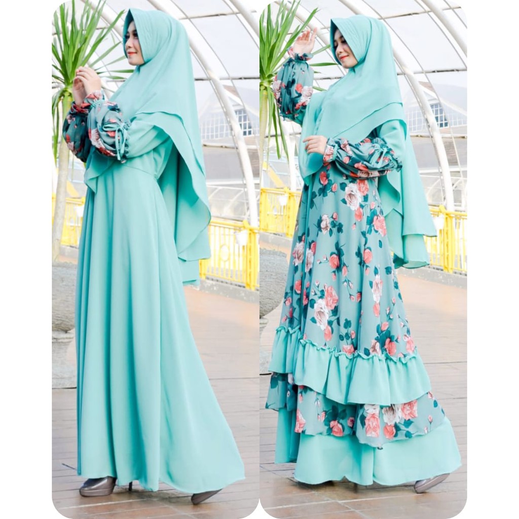 Gamis ceruty set syari 3in1 premium ceruti bukan bermerks armani