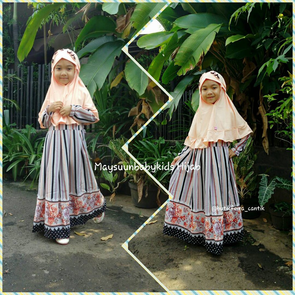 BAJU MUSLIM GAMIS ANAK MAYSUUN - ZAHRANA BLACK CANDY