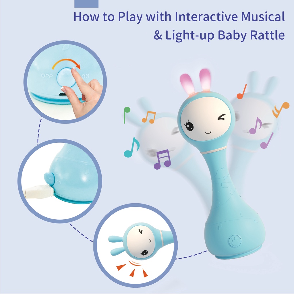 Alilo Smarty Rattle Bunny / Rattle Bayi / Lagu Anak / Lullaby / Teether / Mainan Edukasi /  BPA Free