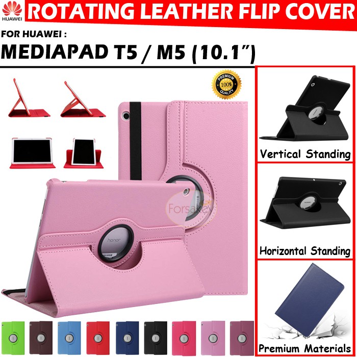 Huawei MediaPad T5 AGS2 Tablet 10.1 10 inch Leather Flip Book Cover Case Casing Sarung Kesing Putar