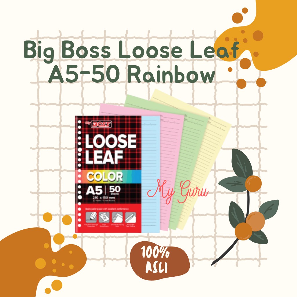 

[PAK] LOOSE LEAF / KERTAS ISI BINDER BIG BOSS A5 50 LEMBAR RAINBOW