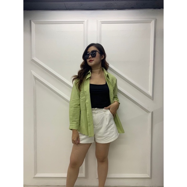 JOSHIN Geewoni Shirt - Kemeja Oversize Pocket | Atasan Wanita Lengan Panjang