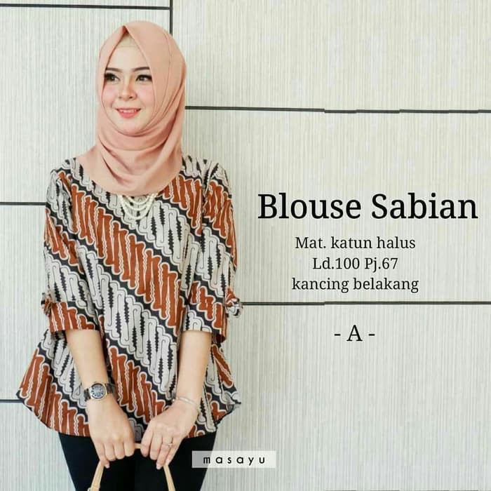 Atasan Baju Batik Kantor Wanita SabrinaSeragam Blouse Batik kerja ...