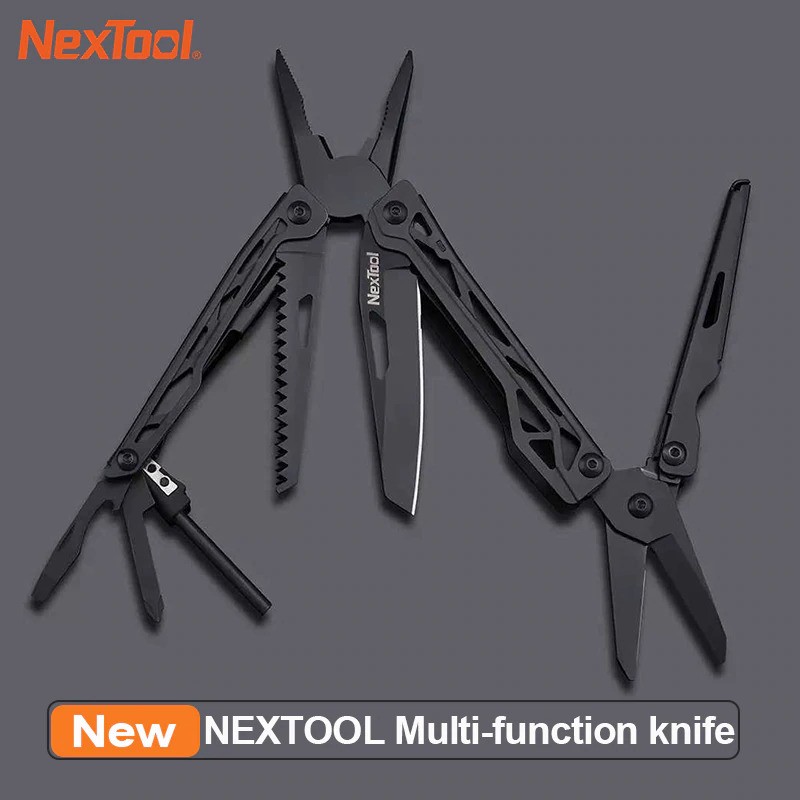 Xiaomi Nextool Pisau Lipat Multifungsi 10 in 1 Knife Tool Stainless Steel - Black